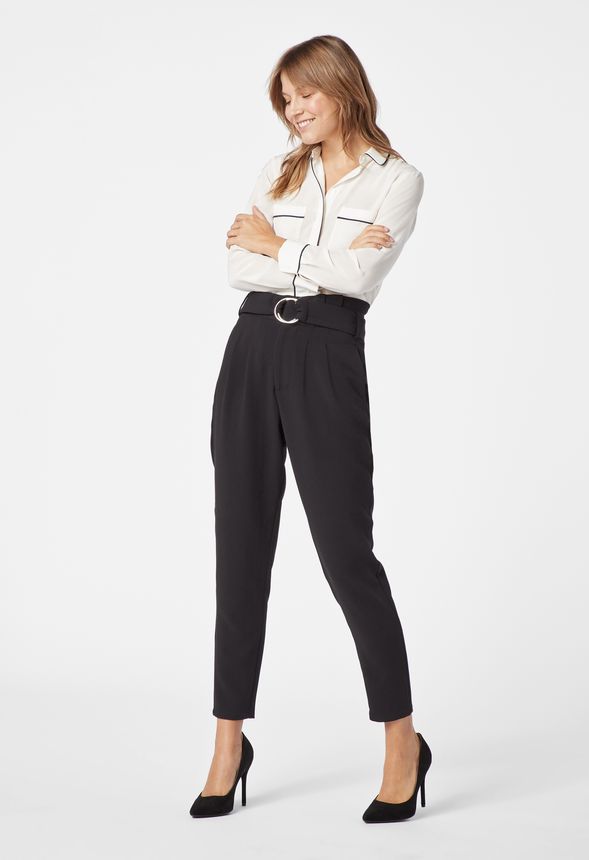 Belted High Waist Trousers