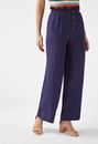 Button Front Wide Leg Trousers