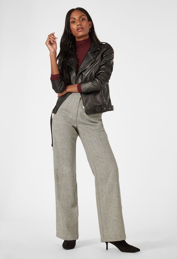 Herringbone wide leg on sale trousers