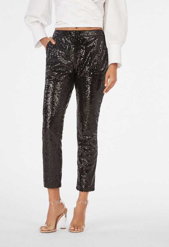 Sequin Trousers Clothing in Black - Get great deals at JustFab