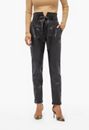 High Rise Belted Faux Leather Trousers