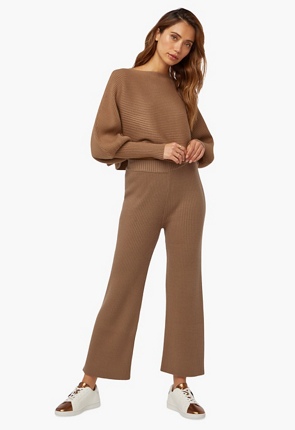 Ankle Length Ribbed Trousers