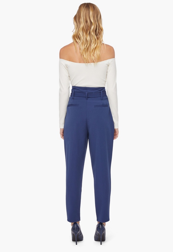 High-Waisted Carrot Trousers Clothing in Beige - Get great deals at JustFab