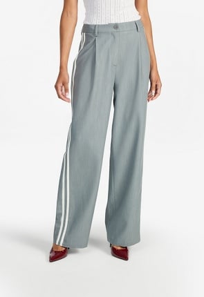 Mid Rise Racer Wide Leg Trousers
