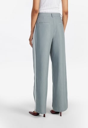 Mid Rise Racer Wide Leg Trousers
