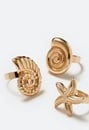 3-Pack Naya Adjustable Mix Metal Shell Rings