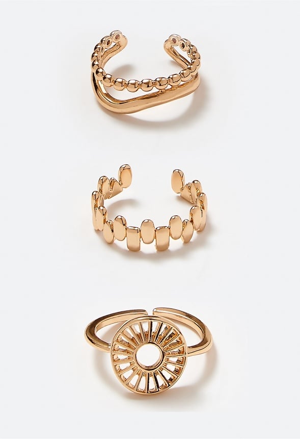 3-Pack Brie Open Back Boho Metal Rings