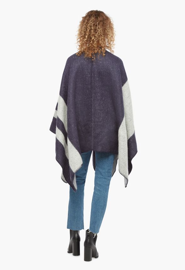 Large Stripe Block Ruana Scarf