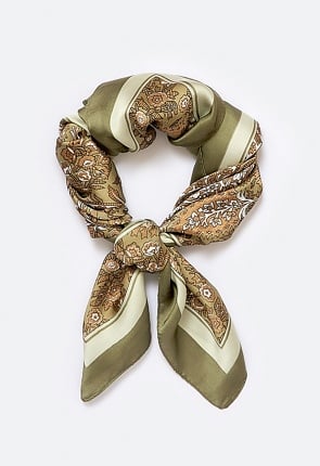 Daya Khaki Paisley Print Scarf