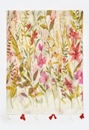 Via Multi Color Flower Print Long Woven Scarf