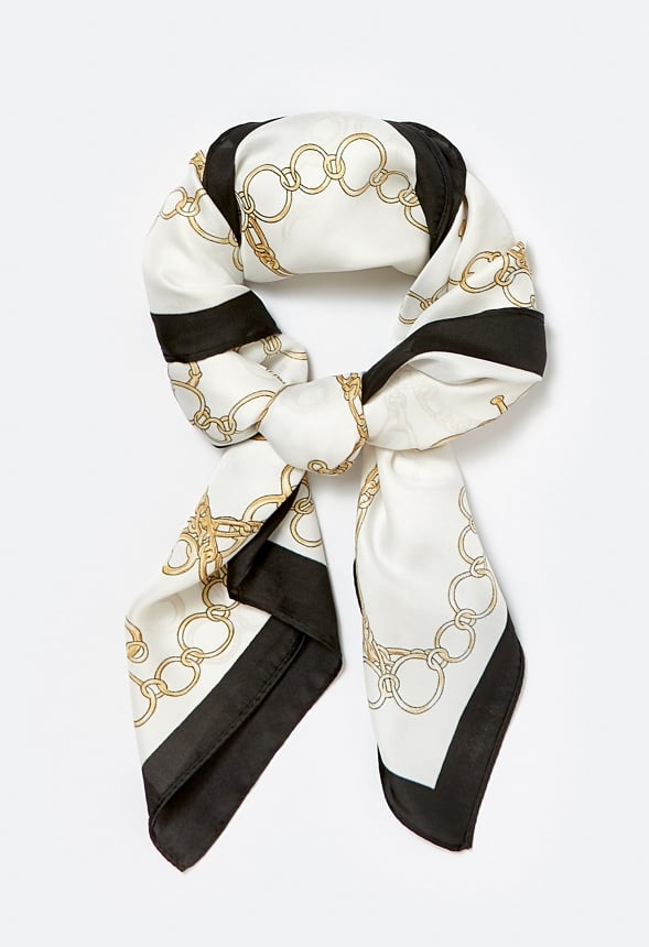 Wave Gold Chain Print Silk Like Scarf