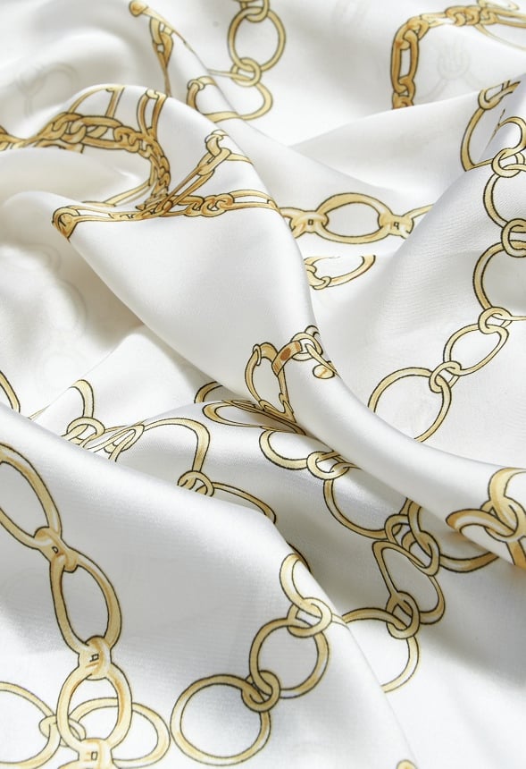 Wave Gold Chain Print Silk Like Scarf