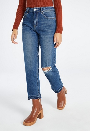 Tristan Mid Rise Ankle Straight Jeans