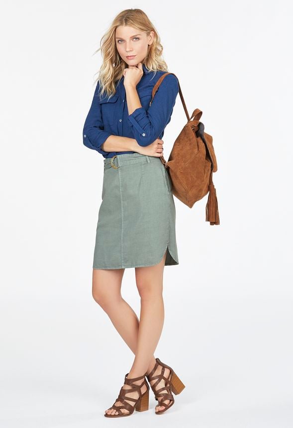 Chambray Belted Skirt