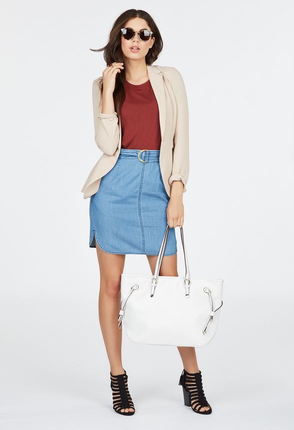 Chambray Belted Skirt