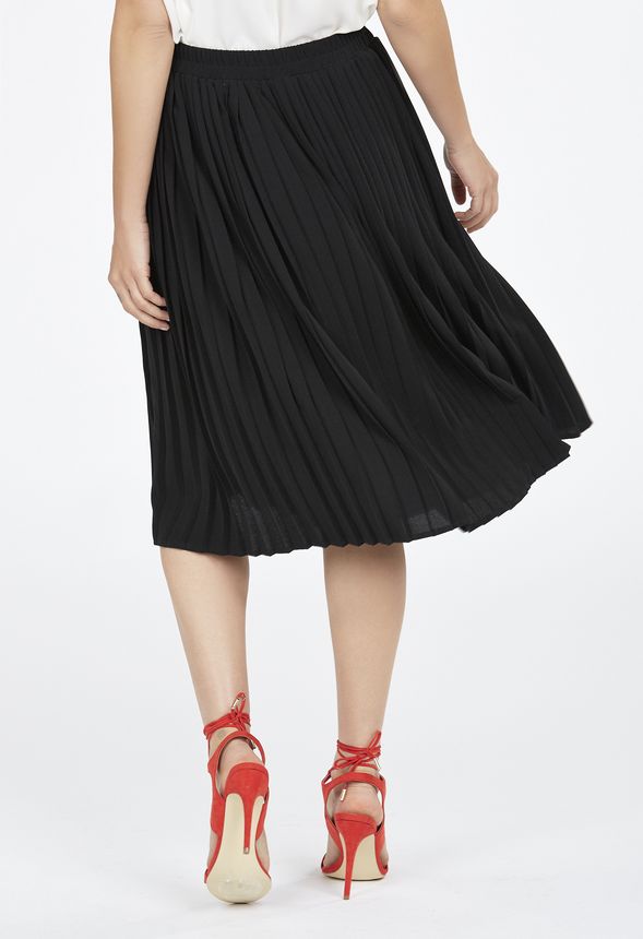 Pleated Midi Skirt Clothing in Black - Get great deals at JustFab