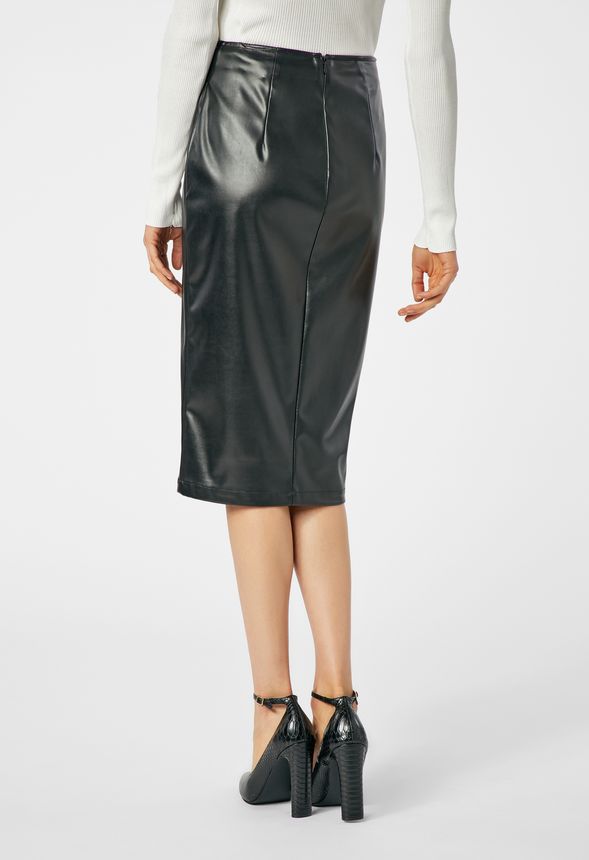 Faux Leather Wrap Skirt
