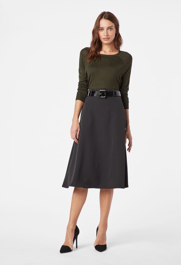 Belted Mini Skirt in Black - Get great deals at JustFab