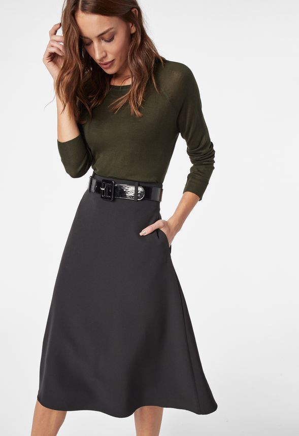 Belted Mini Skirt in Black - Get great deals at JustFab