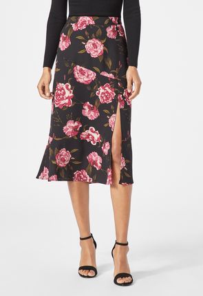 Asymmetrical Hem Midi Skirt