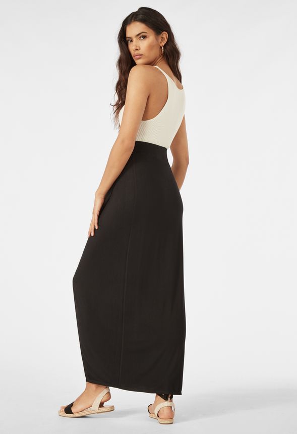 Jersey faux shop wrap maxi skirt