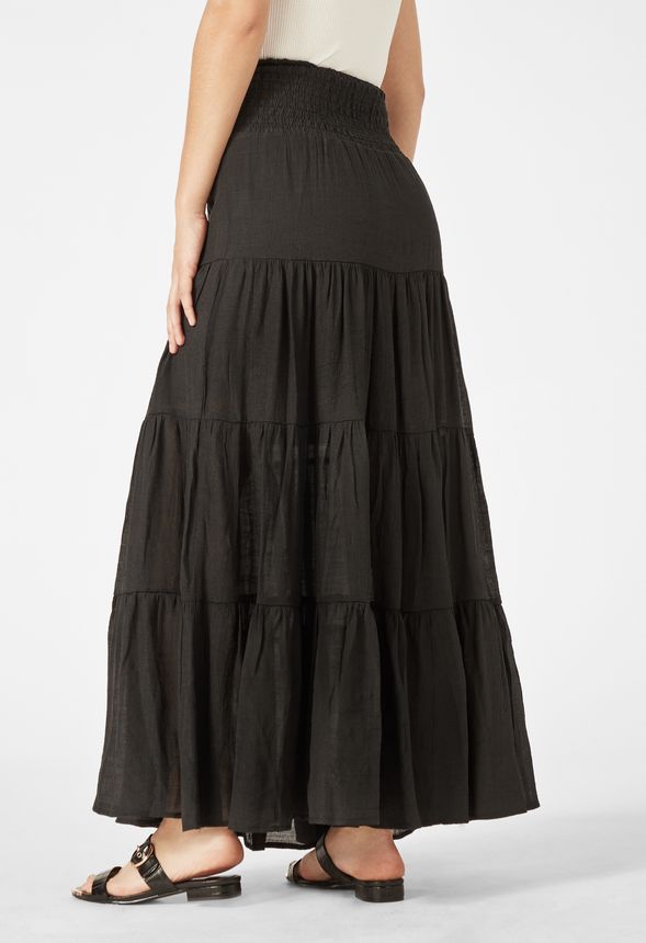 Tiered Maxi Skirt Clothing in Black - Get great deals at JustFab