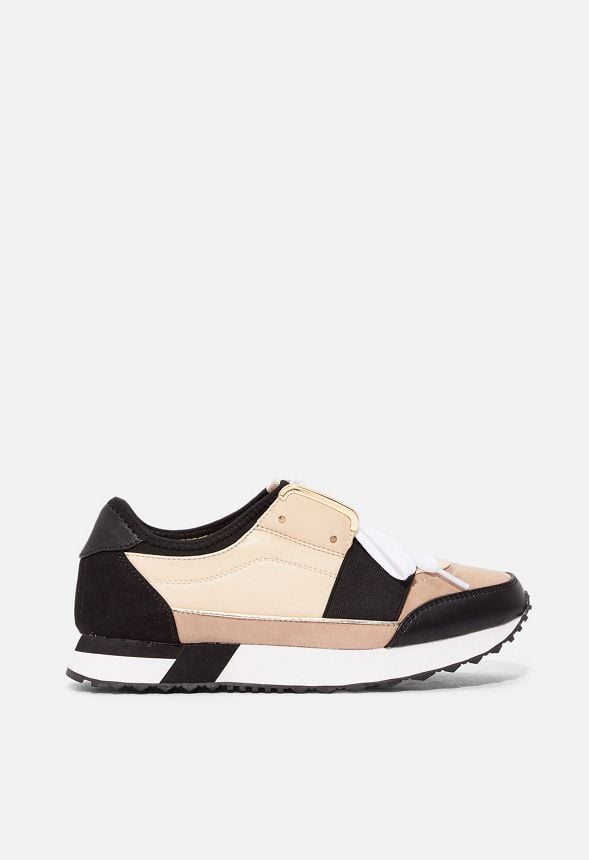 Meaghan Flat Trainers Shoes in Beige Black - Get great deals at JustFab