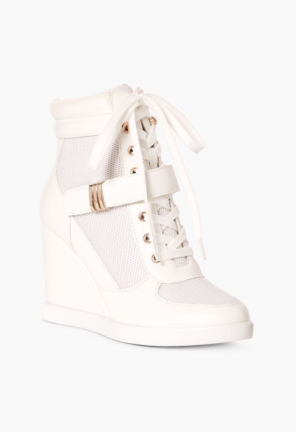 High Top Wedge Sneaker Shoes in White - Get great deals at JustFab
