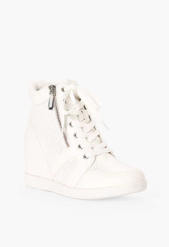 Sko Wedge Sneaker WHITE/SILVER Shop fabelagtige deals hos JustFab