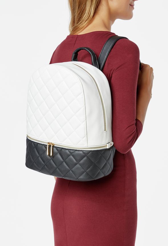 Quilted Queen Backpack Bags in Black White Get great deals at JustFab