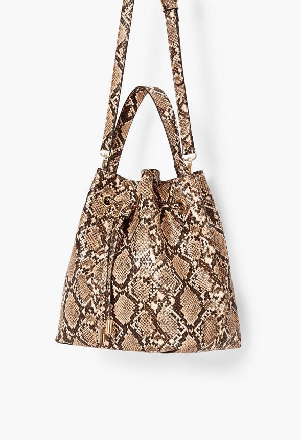 Snake print bucket on sale bag