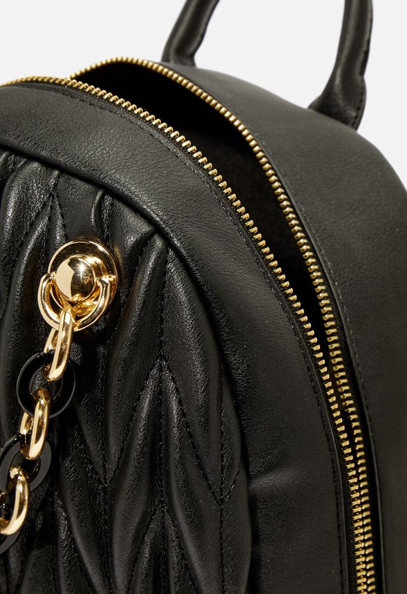 Quilted Backpack With Chain Bags in Black - Get great deals at JustFab