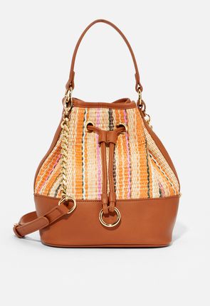 Straw Bucket Bag Bags in Multi - Get great deals at JustFab