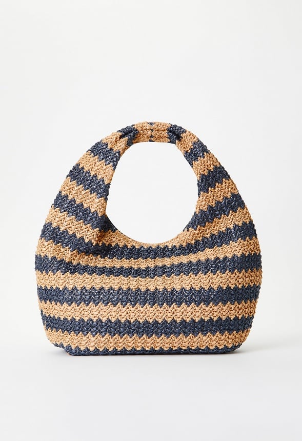 Stripe Crochet Raffia Bag