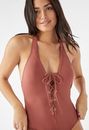 Lace-Up Halter One Piece Swimsuit