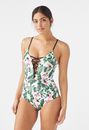 Front Lace-Up One Piece Swimsuit