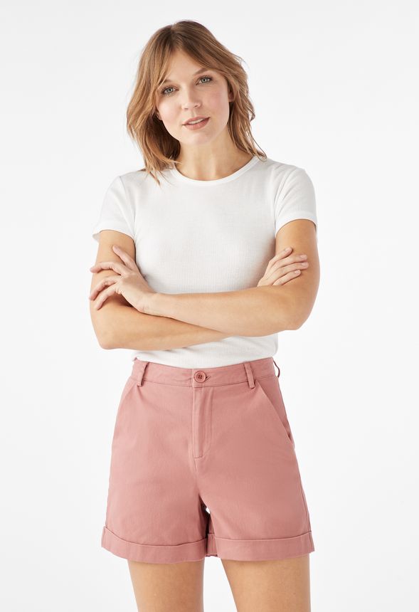 High-Waisted Cuff Shorts