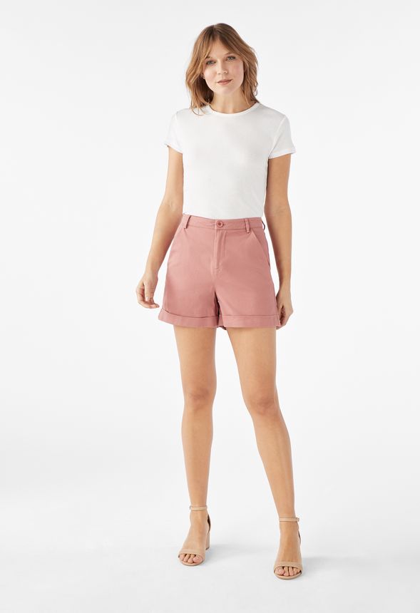 High-Waisted Cuff Shorts