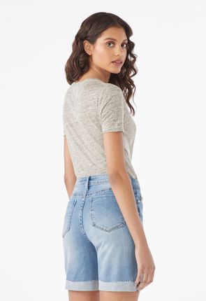 Button Front Denim Shorts