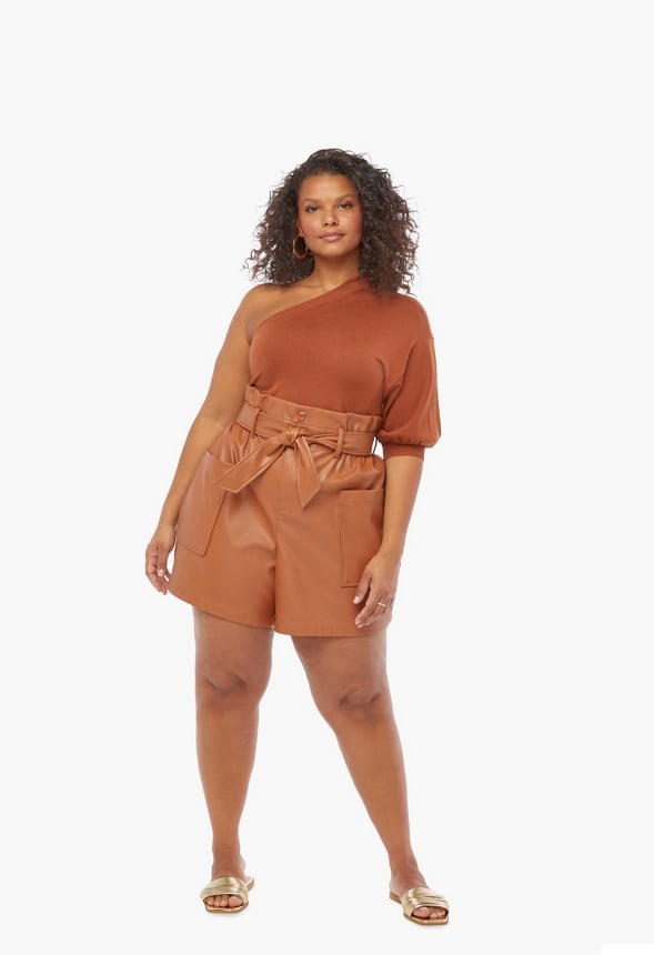 plus size leather shorts