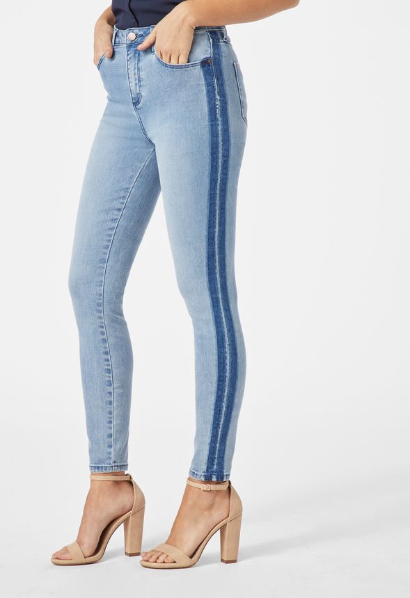Schmale Jeans mit seitlichem Streifen