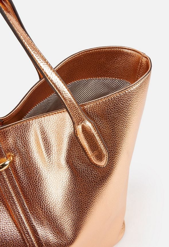 Rose gold outlet leather tote bag