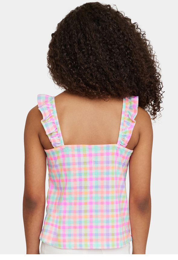 Spring Plaid Flutter Sleeve Tank