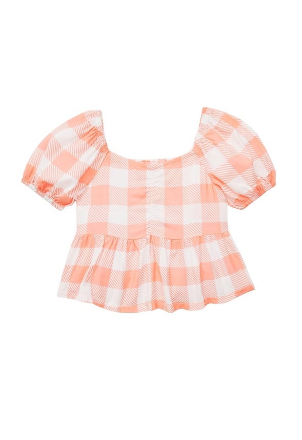 Gingham Cropped Babydoll Top