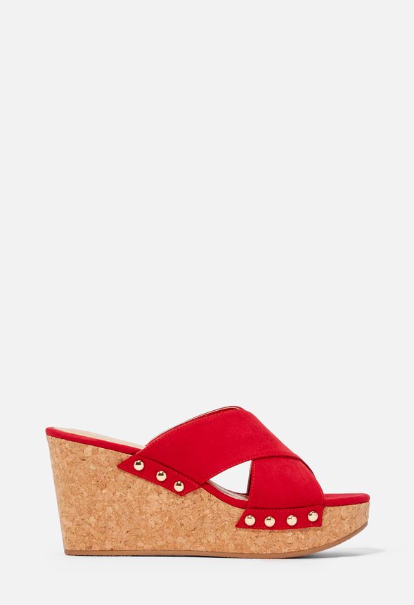 Jil Slide Wedge Shoes in Red - Get great deals at JustFab