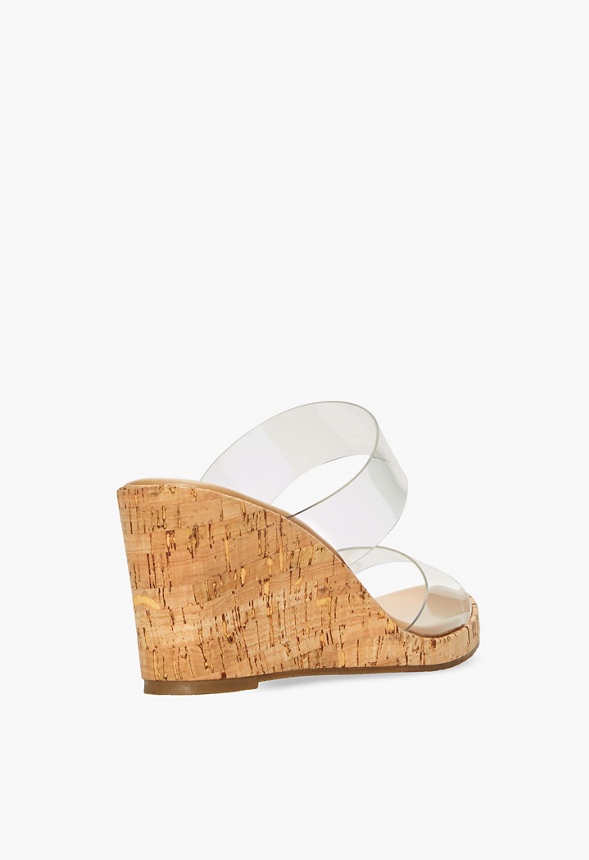 Clear cork wedge online heels