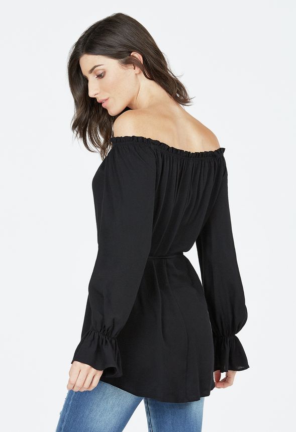 Off Shoulder Button Front Tunic