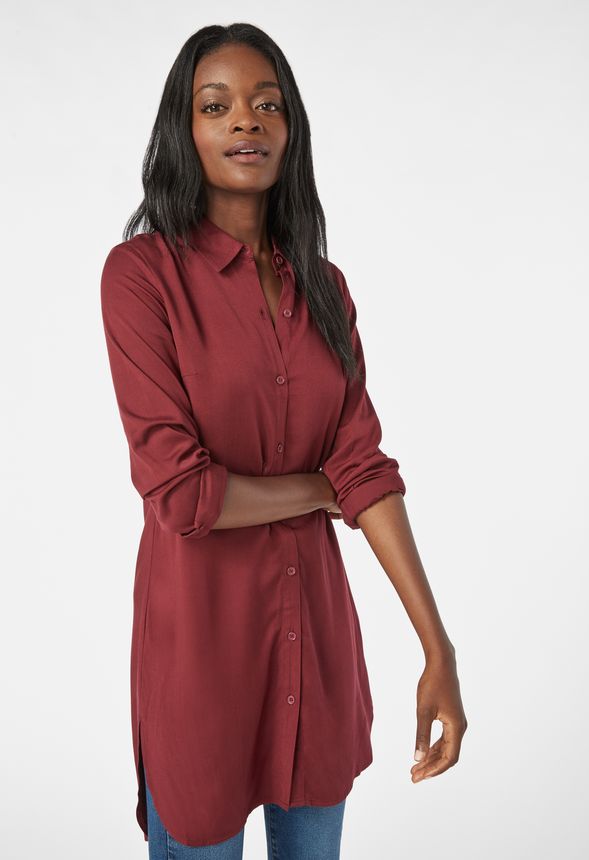 Button Down Tunic Blouse Clothing in Button Down Tunic Blouse - Get great  deals at JustFab