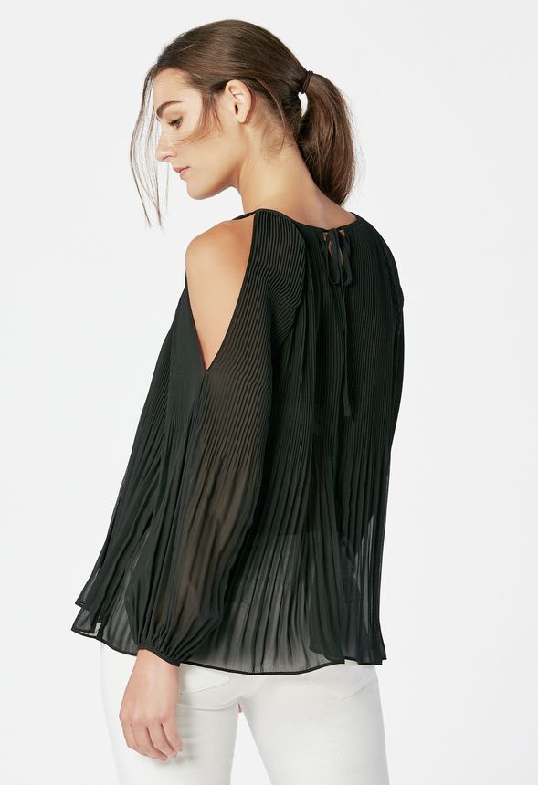 Black chiffon cold shoulder top online