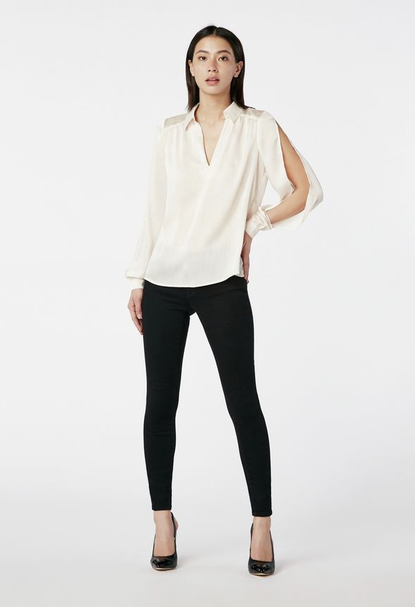 Slit Sleeve Blouse Clothing in Off White - Get great deals at JustFab